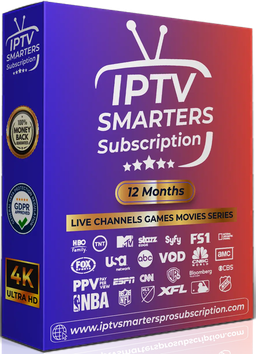 12 Months for 3 Devices Premium IPTV SMARTERS PRO SUBSCRIPTION
