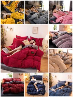 5 Piece Winter Stripped Wool Comforter Set