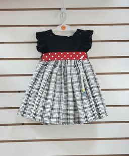 DARLINGS BLACK AND WHITE PLAID WITH RED DRESS