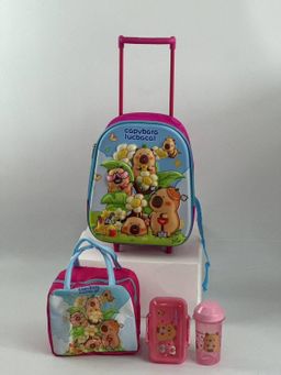 Combo capibara con lonchera y termo plástico 