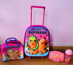 Combo capibara con lonchera y termo plástico 