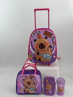 Combo capibara con lonchera y termo plástico 