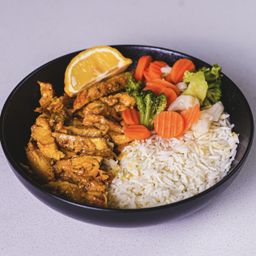 Honey Mustard Chicken with rice & veggies