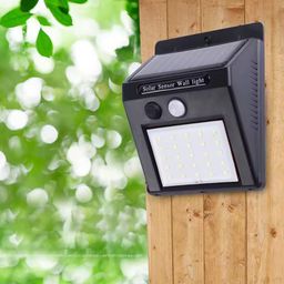 Lámpara led con panel solar, detector de movimiento y foto celda 