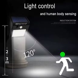 Lámpara led con panel solar, detector de movimiento y foto celda 