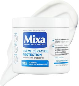 MIXA CREME CERAMIDE Hydrate et renforce la barrière cutanée jour après jour dès la 1ère application. Protège de la sécheresse sévère, variations de température et pollution. Hypoallergénique, non grasse, non collante et pénètre instantanément