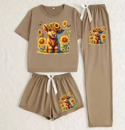 Ladies 3 Piece Pajama Sets