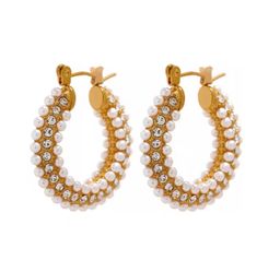 Shiny pearl hoops 