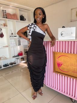 Ruffle trim one arm bodycon