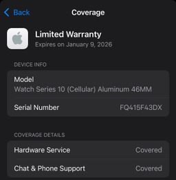 Apple Watch Series 10 Cellular Unlocked 46mm jet Black with Apple care till 2026