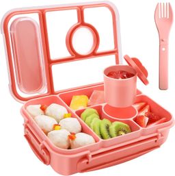 DEMIUE LONCHERA PARA NIÑOS TIPO BENTO DE 5 COMPARTIMIENTOS COLOR ROSADO