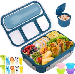 LONCHERA ESCOLAR BENTO CON COMPARTIMIENTOS Y ACCESORIOS COLOR AZUL