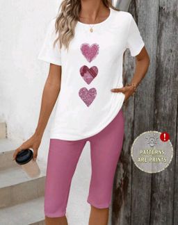 Ladies T-Shirt And Leggings 2 Piece Sets