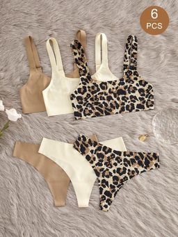 Women's Unlined Wireless Bra And Low-Waist Thong Panty Set