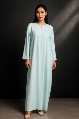 KAFTAN BATIK KLASIK LONG SLEEVE  : BABY BLUE