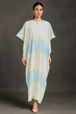 KAFTAN ZIGZAG SHORT SLEEVE  : TEAL BLUE/GREEN