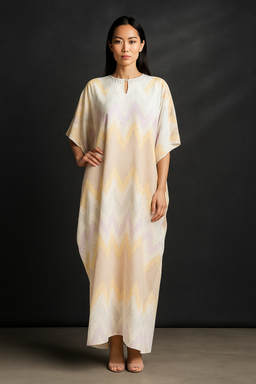 KAFTAN ZIGZAG SHORT SLEEVE  : CREAM