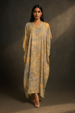 KAFTAN TIE DYE SHORT SLEEVE  : GREEN YELLOW