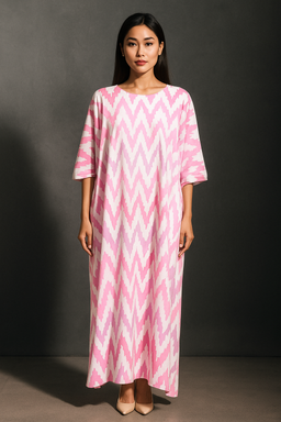 KAFTAN ZIGZAG 3/4 SLEEVE  : PINK