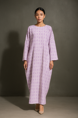 KAFTAN ABAYA DAUN WITH DIAMANTE CRYSTAL LONG SLEEVE  : PURPLE