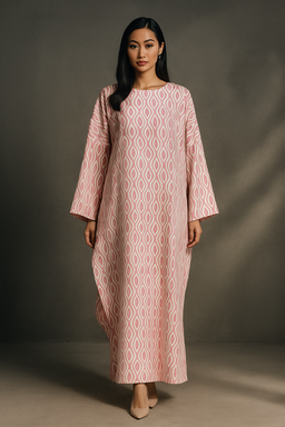 KAFTAN ABAYA DAUN WITH DIAMANTE CRYSTAL LONG SLEEVE  : BROWN