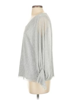 Blusa Plateada con Brillo y Lazo en Mangas (Talla S)