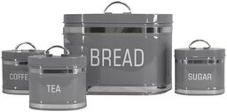 Oval 4 Piece Stainless Steel Bread Bin & Condiment Canister Set 