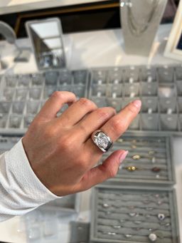 Silver rectangle chunky ring