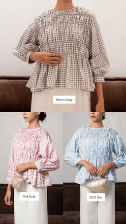 BWBYAZ Pamela Shired Smock Plaid Top