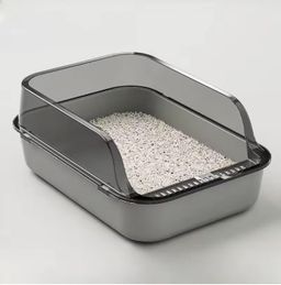 CAJA DE ARENA SENCILLA PARA GATOS DE PLASTICO TAMAÑO 37X26X15 CM GRIS
