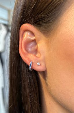 Silver blue crystal hoops 