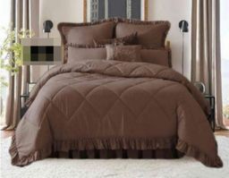 5 Piece Plain Frilled Comforter