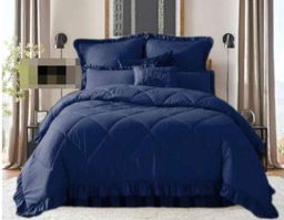 5 Piece Plain Frilled Comforter