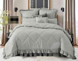 5 Piece Plain Frilled Comforter