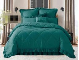 5 Piece Plain Frilled Comforter
