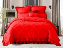 5 Piece Plain Frilled Comforter