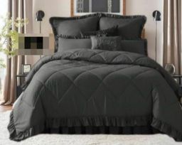 5 Piece Plain Frilled Comforter