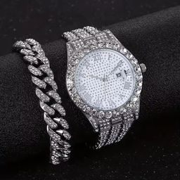 Iced Fashion Watch for Men + Bracelet (Free Jewelry Box)