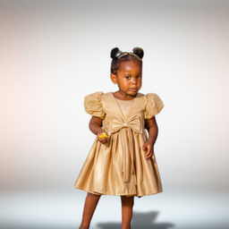 Kids Puff Sleeve Fit & Flare Dress