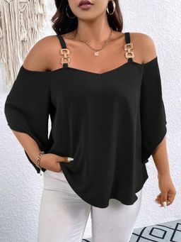 Plus Size Ladies Cold Shoulder Blouses 