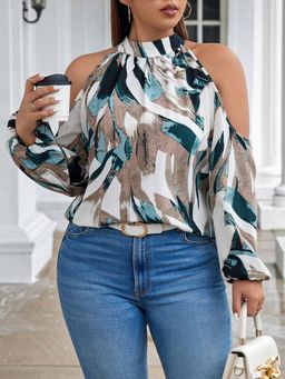 Plus Size Ladies Cold Shoulder Blouses 