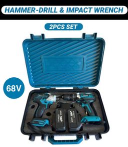 Cordless Hammer-Drill Impact Wrench 2Pcs Power Pack