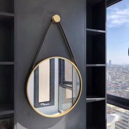 48cm Round Mirror with Leather Strap