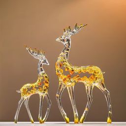 Pajangan Patung Rusa Kristal Mewah Sepasang Dekorasi Rumah Kantor Lemari Meja Foyer Ruang Tamu TV Hadiah Dekorasi yang Dapat Disesuaikan 