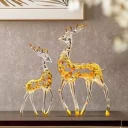 Pajangan Patung Rusa Kristal Mewah Sepasang Dekorasi Rumah Kantor Lemari Meja Foyer Ruang Tamu TV Hadiah Dekorasi yang Dapat Disesuaikan 