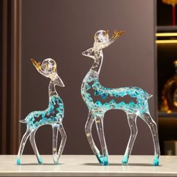 Pajangan Patung Rusa Kristal Mewah Sepasang Dekorasi Rumah Kantor Lemari Meja Foyer Ruang Tamu TV Hadiah Dekorasi yang Dapat Disesuaikan 