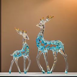 Pajangan Patung Rusa Kristal Mewah Sepasang Dekorasi Rumah Kantor Lemari Meja Foyer Ruang Tamu TV Hadiah Dekorasi yang Dapat Disesuaikan 