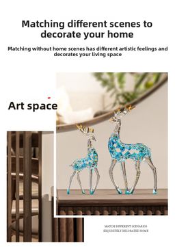 Pajangan Patung Rusa Kristal Mewah Sepasang Dekorasi Rumah Kantor Lemari Meja Foyer Ruang Tamu TV Hadiah Dekorasi yang Dapat Disesuaikan 