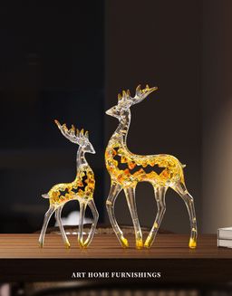 Pajangan Patung Rusa Kristal Mewah Sepasang Dekorasi Rumah Kantor Lemari Meja Foyer Ruang Tamu TV Hadiah Dekorasi yang Dapat Disesuaikan 