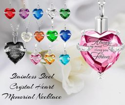 Beautiful Memorial Stainless Steel Crystal Necklace 